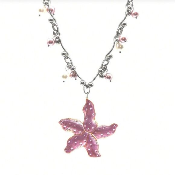 Pink Starfish Necklace Q668 - Picture 3 of 7